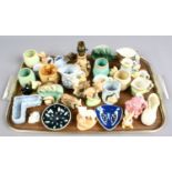A well filled tray of Hornsea pottery animals, jugs, tablelamp etc.