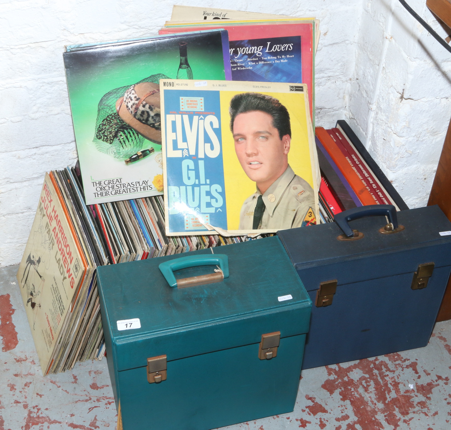 A large collection of records to include musicals, film sound tracks box sets and old 78s etc.