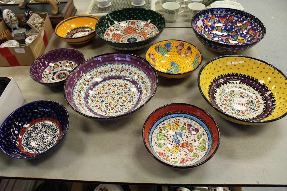 Various Turkish pottery decorative bowls