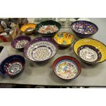 Various Turkish pottery decorative bowls