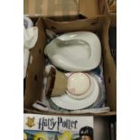 Box of ceramics including bed pan