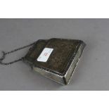 Silver purse with leather interior