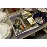 Box of clocks and Gents & Ladies watches & lighters