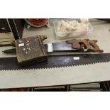 Crosscut saw, hand saws & sharpening clamp