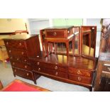 Stag chest of drawers, bedside table & dressing chest