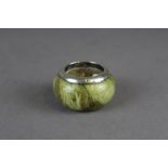 Late Victorian silver rimmed variegated stone match holder (hallmarks rubbed)