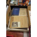 Box of sheet music, music books, pianoforte