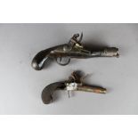 2 Flintlock pistols one being by a London maker (name illegible) marked with initials I.B to