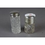 2 silver mounted glass scent bottles