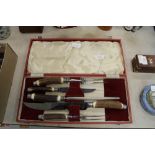 Cased 5 piece antler handled carving set