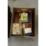 Box of books, autographs, cigarette cards & games