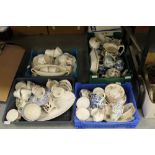 4 boxes of misc china, blue and white, tea sets etc