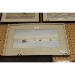 Watercolour of gun boats (WWII) signed A.C Eteson