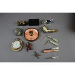 2 snuff boxes, MOP handled fruit knife & other items