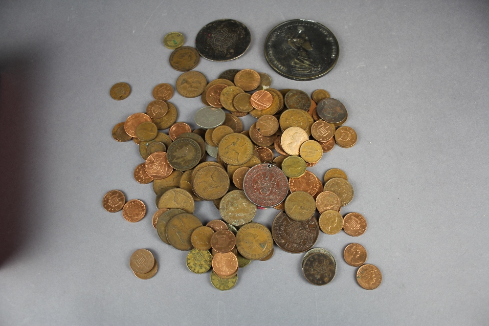 Box of GB coins, medals, 2 East Africa silver coins