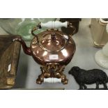 Large copper kettle & stand