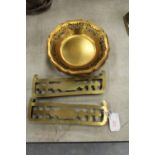 2 miniature brass fenders & 2 WMF dishes