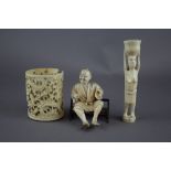 Mixed ivory wares including figures etc