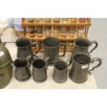 7 pewter mugs/tankards