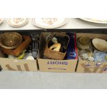 3 boxes of glass, china, kitchen wares