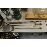 Set of steel & brass companion wares