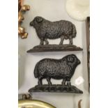 2 cast iron sheep door stops