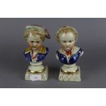 Pair of Staffordshire pottery busts