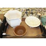 Adams white planter, bowl, glass bowl, jelly mould