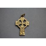 9ct gold cross with miniature leather purse