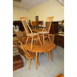 Ercol Goldsmith table & 4 blond chairs