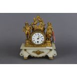 19th century gilt metal and alabaster mantel clock