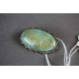 Sterling silver mounted Ruskin pottery brooch