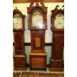 J H Mercer oak and mahogany 8 day long case clock