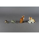4 USSR animal figures, fox, tiger cub, badger & chipmonk
