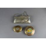 Antiques ladies silver plate purse & 2 compacts