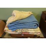 Box of soft goods, linen, quilts