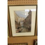 Hand coloured lithograph of Venice- Samuel Prout