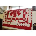 American type red/white patterned quilt