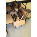 Box of various prints, pictures & frames