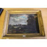 Early 19th century oil on canvas (rural scene with cattle & figures) County Cork