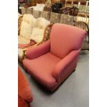 Pink upholstered armchair