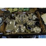 Selection of silver plate, teapots, cruets, jugs, bowls etc