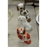 3 Staffordshire pottery dogs