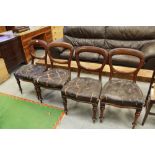 Set of 4 Victorian mahogany balloon back dining chairs