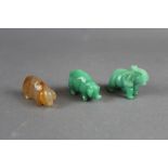 3 carved hardstone animals