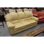 Beige/cream 3 seater leather HTL settee