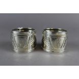 Pair of Dutch silver napkin rings of Art Deco design 800standard 47grams