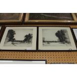 2 John Fullwood drypoint etchings