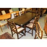 Oak refectory table & 6 chairs