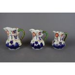 Set of 3 floral china jugs
